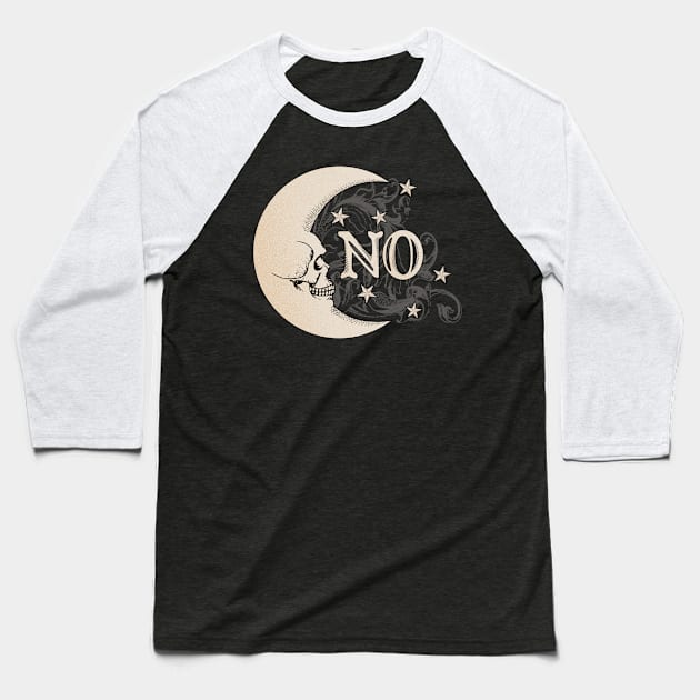 Skull Moon No Baseball T-Shirt by RavenWake